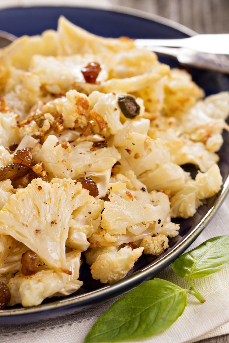 Baked Cauliflower with ChardonayZyn® Dried Wine Grapes & Capers